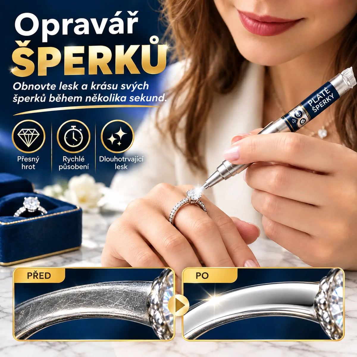 🔥 Kup 1, získej 1 zdarma｜KineShineX opravné pero na stříbrné šperky, obnova barvy, odstranění oxidace a škrábanců pro náhrdelníky, náramky, náušnice