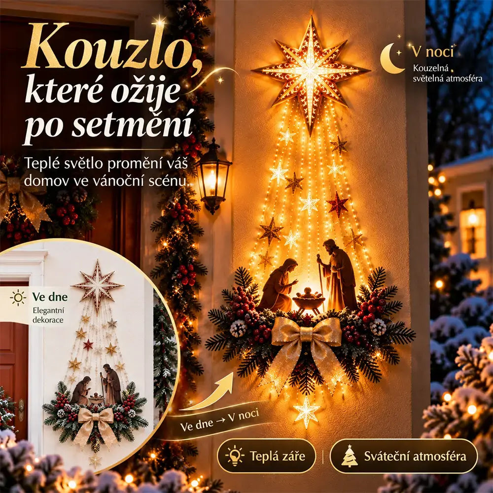 50% SLEVA 💡✨ Světelná nástěnná vánoční dekorace s betlémskou scénou, LED osvětlení, 3 vánoční motivy, DIY sestavení, vánoční výzdoba domu