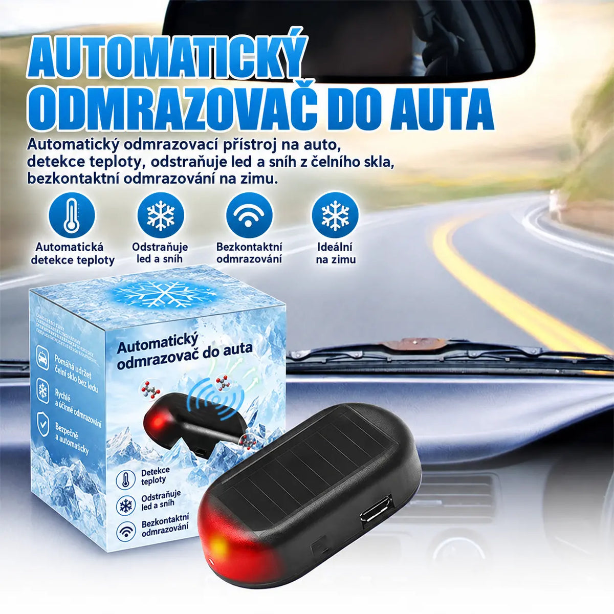 50% SLEVA🔥Automatický odmrazovací přístroj na auto, detekce teploty, odstraňuje led a sníh z čelního skla, bezkontaktní odmrazování na zimu