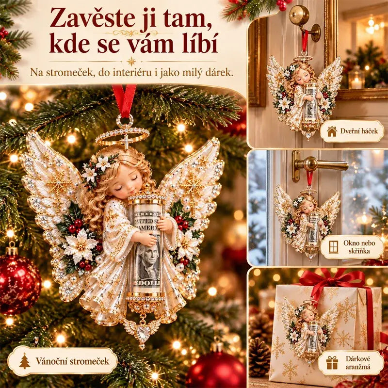 50% SLEVA✨【5 ks】Vánoční závěsná ozdoba anděla, držák na hotovost, dekorace na vánoční stromek, originální vánoční dárek