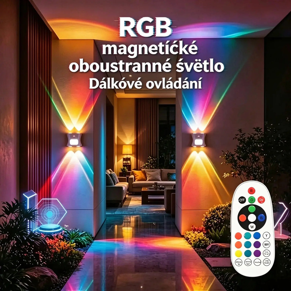 50% SLEVA🔥Magnetická RGB nástěnná lampa s pohybovým senzorem, dobíjecí, dálkové ovládání, vícebarevná atmosférická lampa