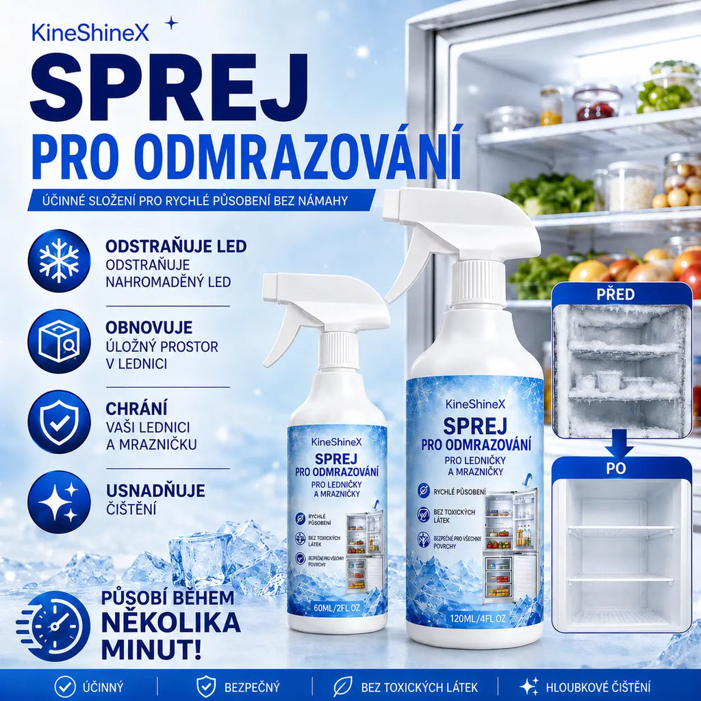 🔥【Kupte 1 a získejte 1 zdarma】❄️ Sprej pro odmrazování ledničky a mrazničky, rychlé odstranění ledu, domácí čistící sprej