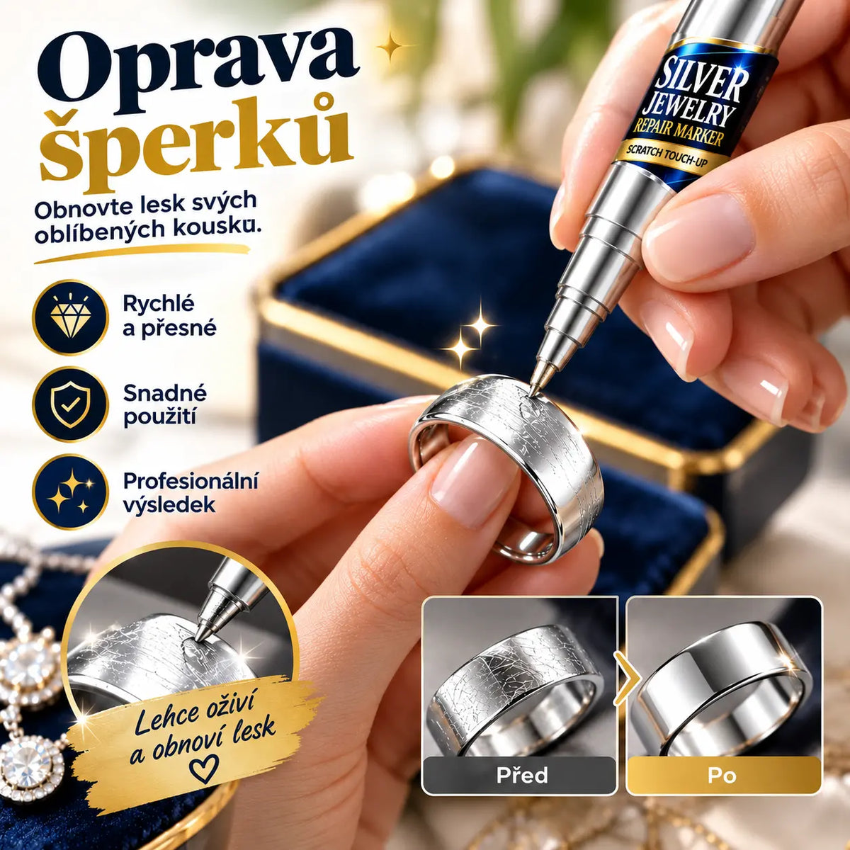 🔥 Kup 1, získej 1 zdarma｜KineShineX opravné pero na stříbrné šperky, obnova barvy, odstranění oxidace a škrábanců pro náhrdelníky, náramky, náušnice