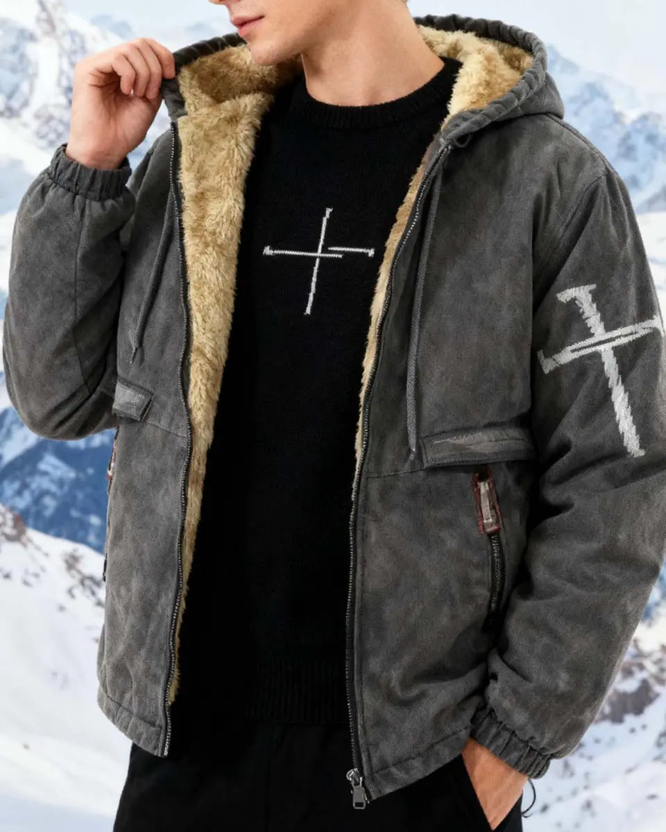 🔥50% SLEVA ✨【S–3XL】Pánská módní podzimní a zimní bunda, zesílená fleeceová mikina na zip z měkkého sametu