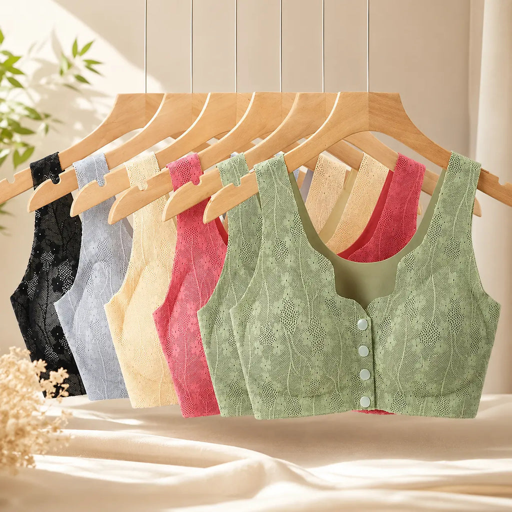 👙 50% SLEVA | Balení po 3 ks, Dámská krajková podprsenka bez kostic, zapínání vpředu, tenký střih, pro ženy 40–100 kg, pohodlná mamčina podprsenka