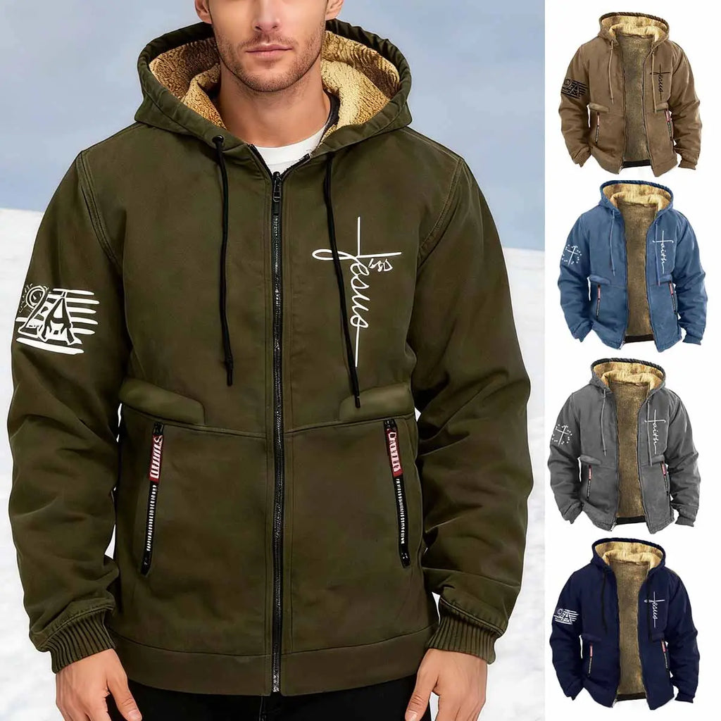 🔥50% SLEVA ✨【S–3XL】Pánská módní podzimní a zimní bunda, zesílená fleeceová mikina na zip z měkkého sametu