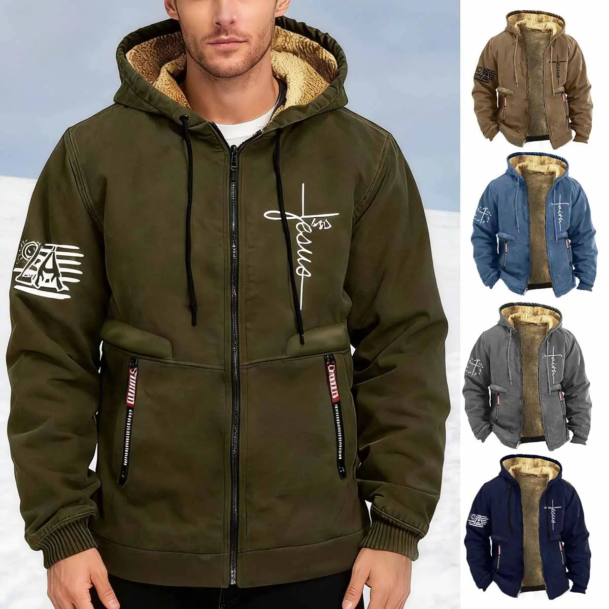 🔥50% SLEVA ✨【S–3XL】Pánská módní podzimní a zimní bunda, zesílená fleeceová mikina na zip z měkkého sametu