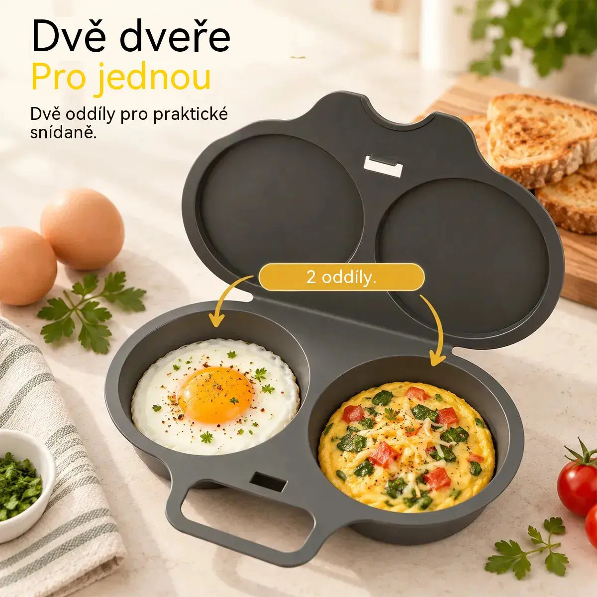 Forma na vejce/smažená vejce do mikrovlnné trouby [Kupte jeden, druhý zdarma - získejte 2 balení] | Zdravá snídaně bez oleje hotová během několika minut