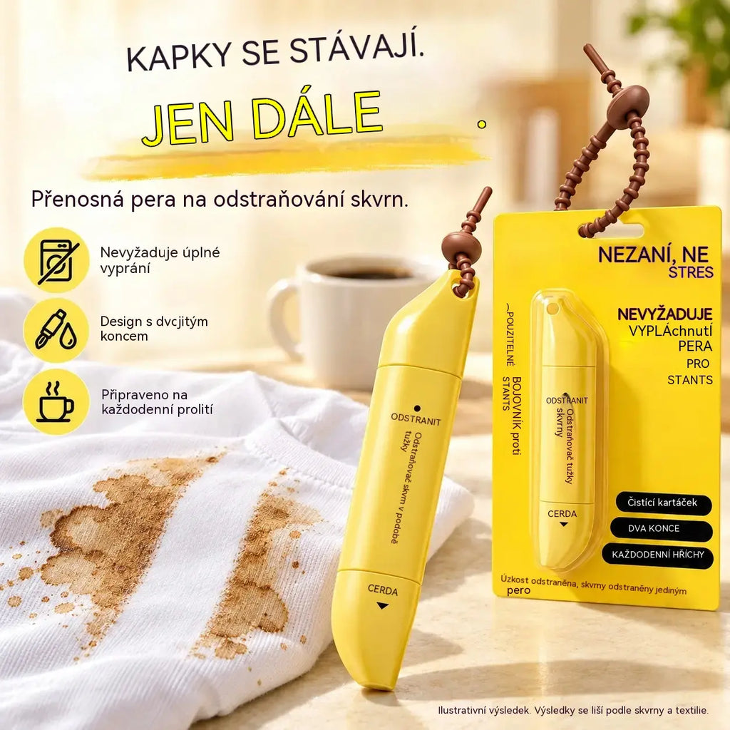 🔥【Kupte 1 a získejte 1 zdarma】🧼 Přenosné pero na odstraňování skvrn s dvojitou špičkou ✨ Okamžitý nouzový čistič oblečení (bez nutnosti oplachování); Ideální na skvrny od oleje a kávy