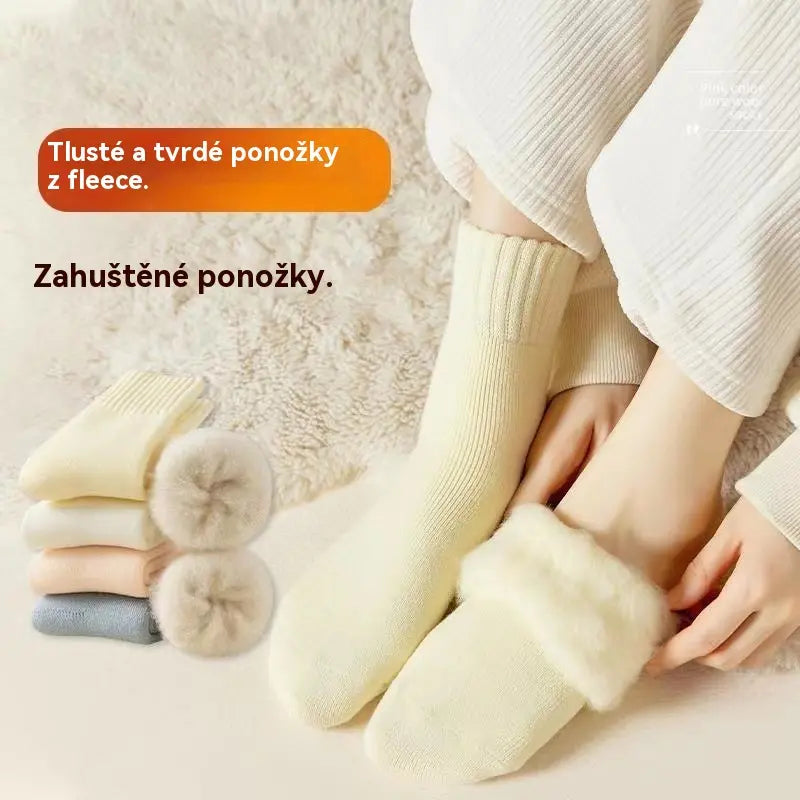 🧦 50% sleva | 6 párů ženských zimních ponožek 35–42, střední a dlouhé, super silné s hřejivou vlnou, elastické teplé podlahové ponožky
