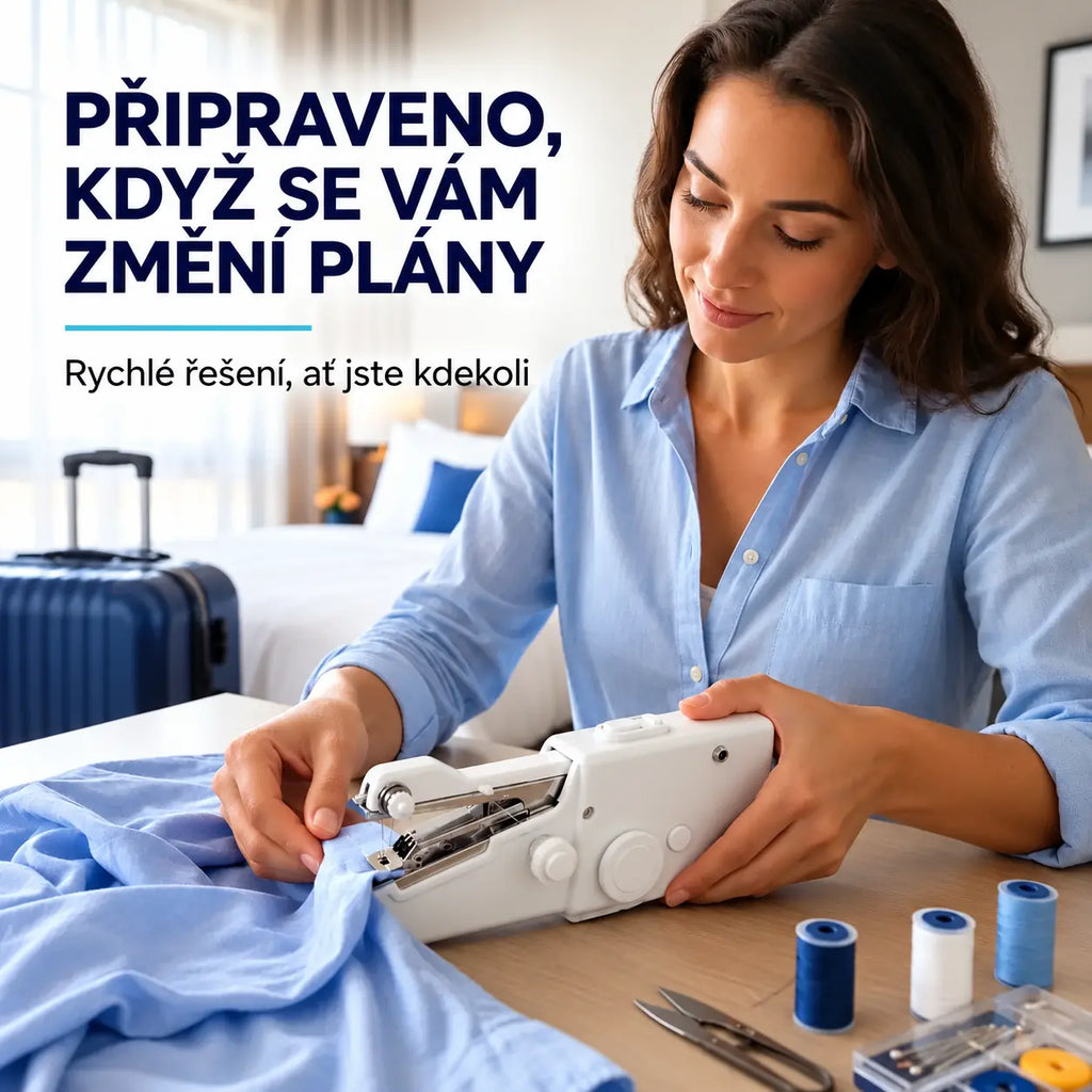 🧵 50% SLEVA |【48 příslušenství】Přenosný ruční elektrický šicí stroj, miniaturní kapesní šicí stroj pro domácí opravy, DIY šití