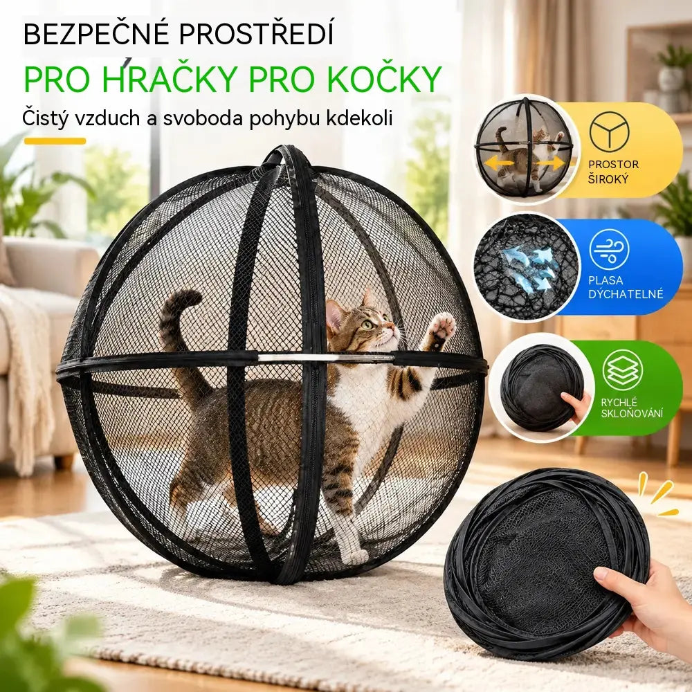 🐱50% SLEVA | Skládací kulovitý stan pro kočky, prodyšná síťovina, 360° ochrana, přenosný, pro domácí i venkovní použití
