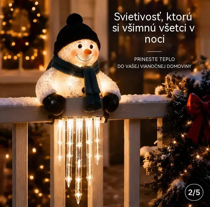 🔥50% SLEVA ☃️ Světelná vánoční dekorace Sněhulák s rampouchy, LED osvětlení, zahradní a domácí vánoční ozdoba
