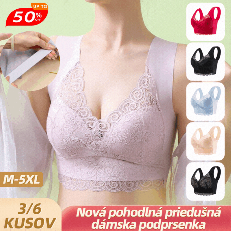 50% SLEVA 💗【3 kusů】Velikostně velká bezešvá podprsenka pro ženy 40–110 kg, boční opora, korekce prověšení, tenký střih, krajková podprsenka typu tank top