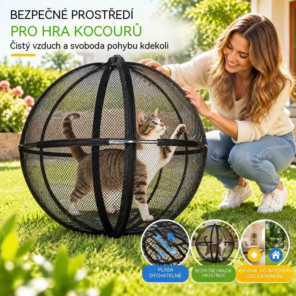 🐱50% SLEVA | Skládací kulovitý stan pro kočky, prodyšná síťovina, 360° ochrana, přenosný, pro domácí i venkovní použití