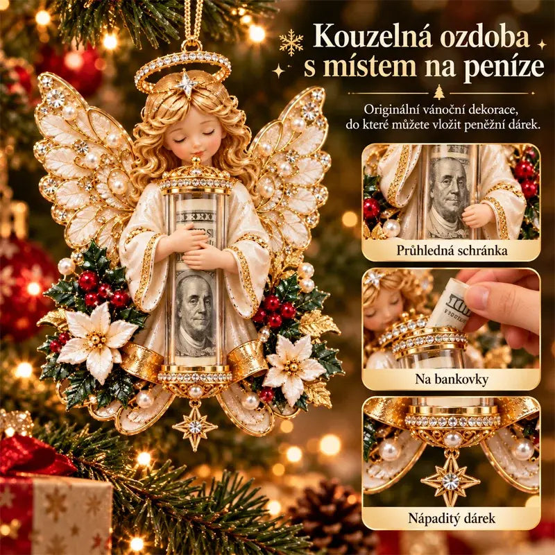50% SLEVA✨【5 ks】Vánoční závěsná ozdoba anděla, držák na hotovost, dekorace na vánoční stromek, originální vánoční dárek