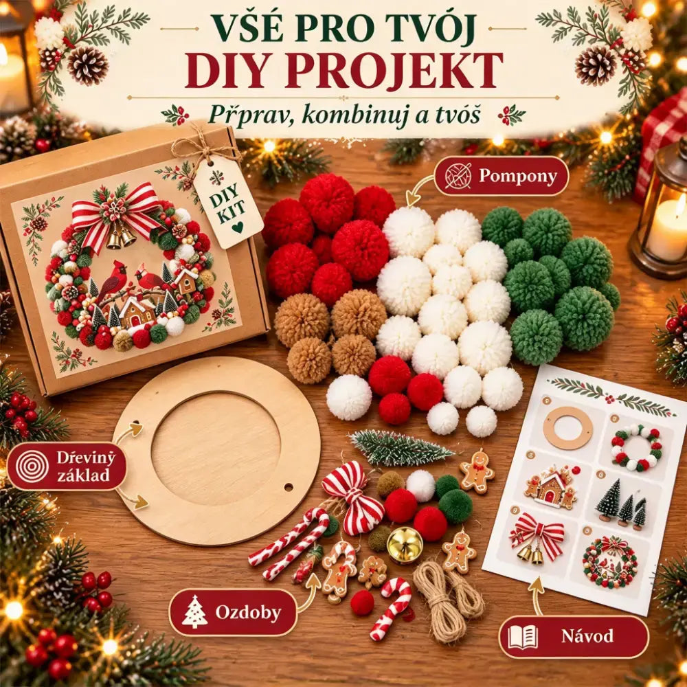 🔥50% SLEVA | 🎄DIY sada na výrobu vánočního věnce, sváteční vánoční dekorace, ruční řemeslný kit na výrobu vánočního věnce, 7 designů