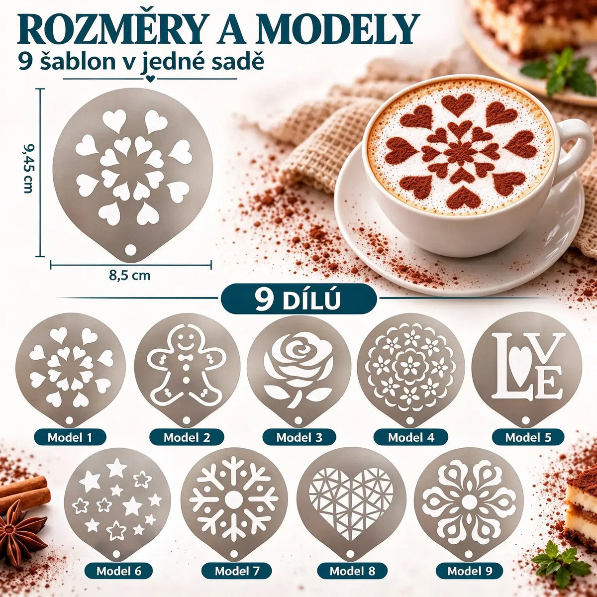 ☕ Nerezová ocelová forma na kávové latte art