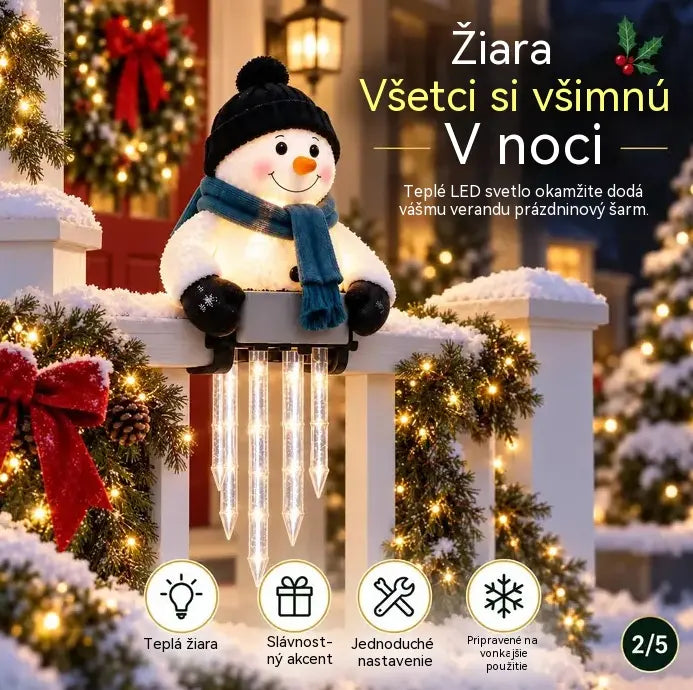 🔥50% SLEVA ☃️ Světelná vánoční dekorace Sněhulák s rampouchy, LED osvětlení, zahradní a domácí vánoční ozdoba