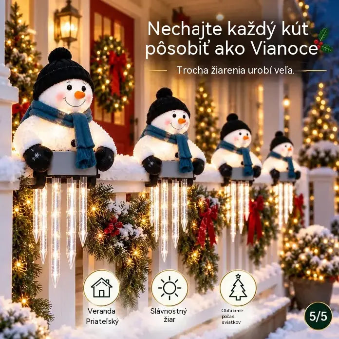 🔥50% SLEVA ☃️ Světelná vánoční dekorace Sněhulák s rampouchy, LED osvětlení, zahradní a domácí vánoční ozdoba