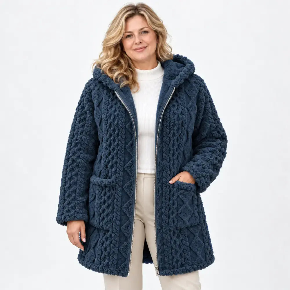 50% SLEVA 🔥【S-3XL】Dámský zimní kabát s kapucí, oboustranný měkký plyš, zipové zapínání, volný střih, podzim a zimu