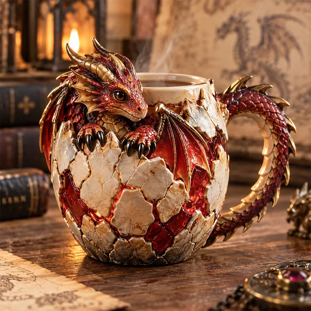 🔥50% SLEVA 🐉 Magický dračí hrnek, sběratelská série, unikátní design draka ve vejci, vhodný na horké i studené nápoje, originální dárek