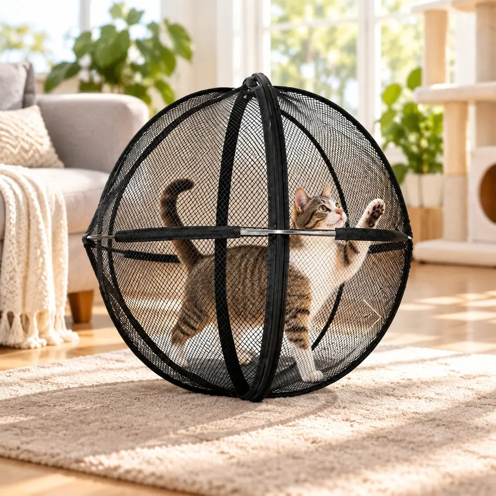 🐱50% SLEVA | Skládací kulovitý stan pro kočky, prodyšná síťovina, 360° ochrana, přenosný, pro domácí i venkovní použití