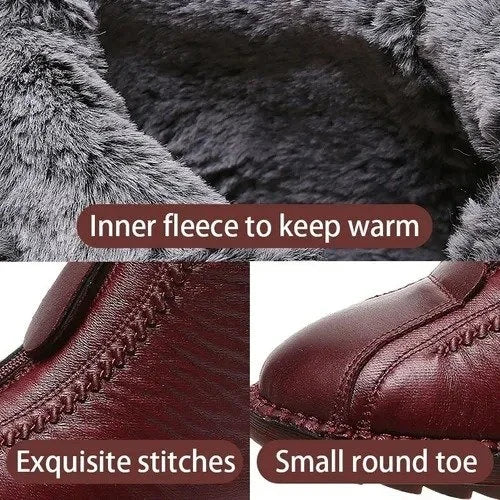 50% SLEVA🔥【35–42】Italský styl ručně šité dámské kožené kotníkové boty, zateplené na zimu, přední zip, protiskluzová podrážka, pohodlné zimní boty