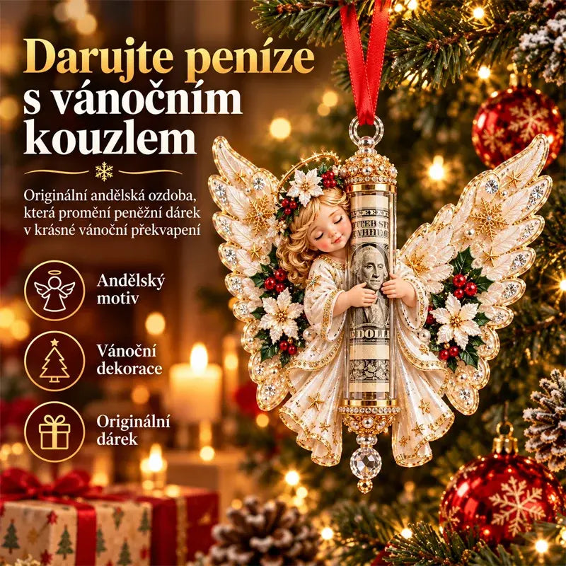 50% SLEVA✨【5 ks】Vánoční závěsná ozdoba anděla, držák na hotovost, dekorace na vánoční stromek, originální vánoční dárek