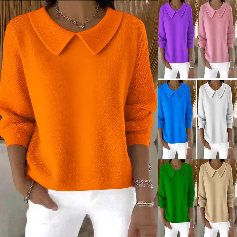 50% SLEVA🔥【S-3XL】Dámský pletený svetr s límcem panenky, podzim zima 2026, volný střih, velké velikosti, pohodlný dlouhý rukáv