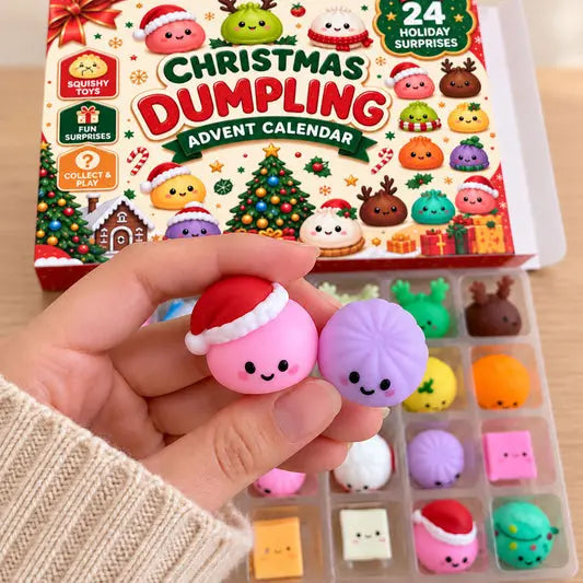 🎄🥰 50% SLEVA | Adventní kalendář 24 dní, squishy knedlíčky, vánoční slepý box, antistresová hračka, dárek k Vánocům