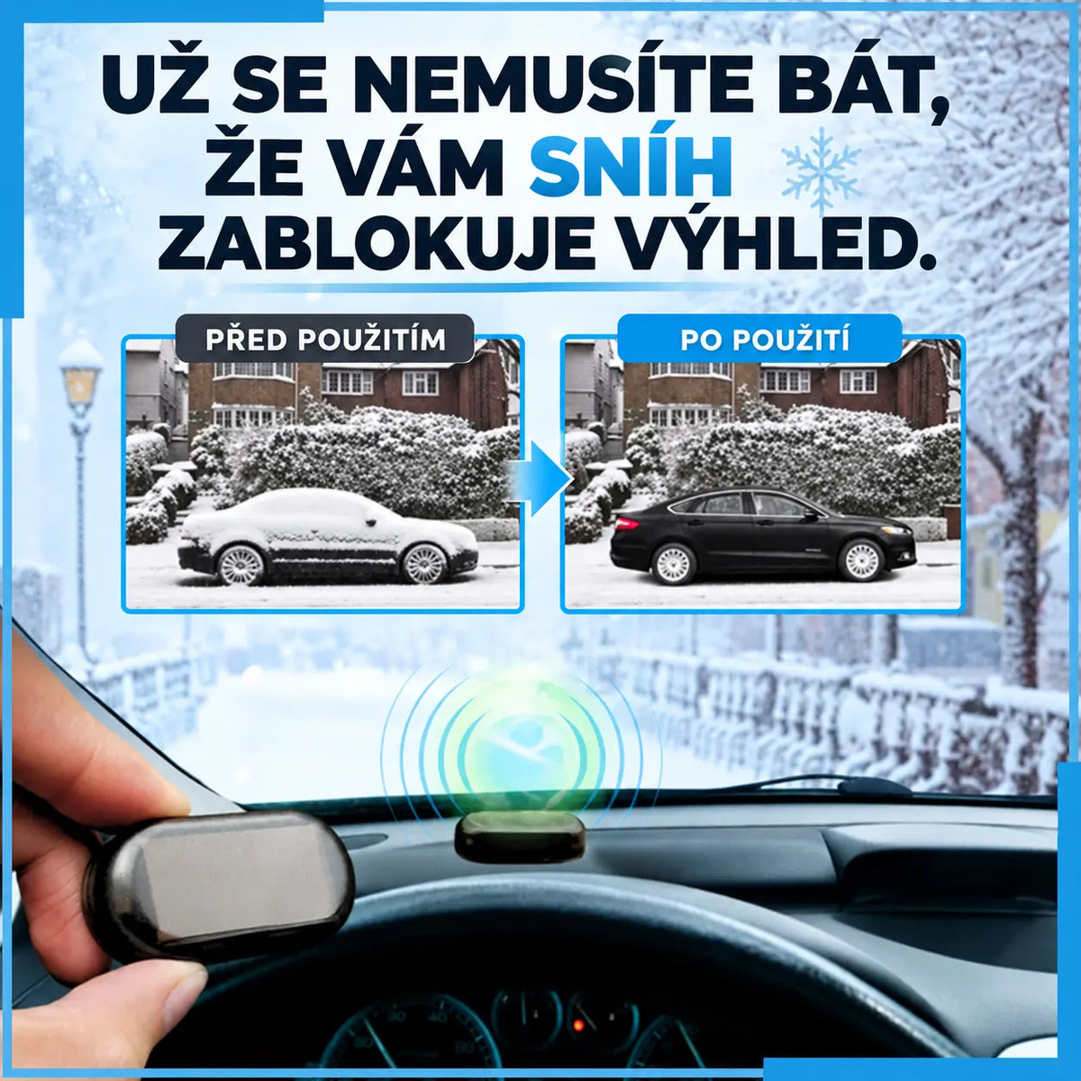 50% SLEVA🔥Automatický odmrazovací přístroj na auto, detekce teploty, odstraňuje led a sníh z čelního skla, bezkontaktní odmrazování na zimu