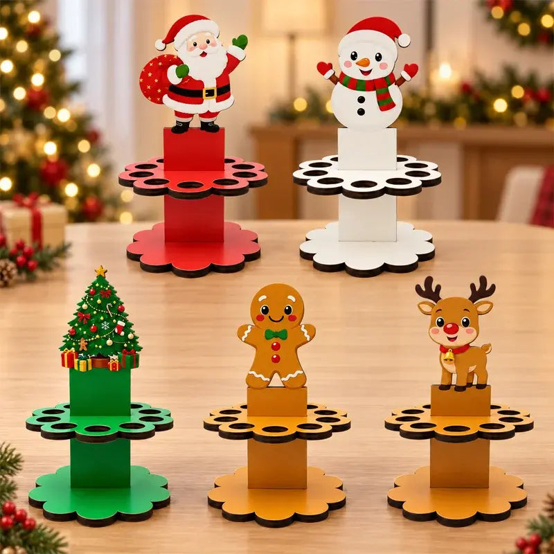 🔥50% SLEVA | 🎄5dílná sada za 600 Kč🎅 Vánoční dřevěný stojánek na peníze, Santa, sněhulák, vánoční stromeček, sob, perníček, originální kreativní stolní dekorace na hotovostní dárek