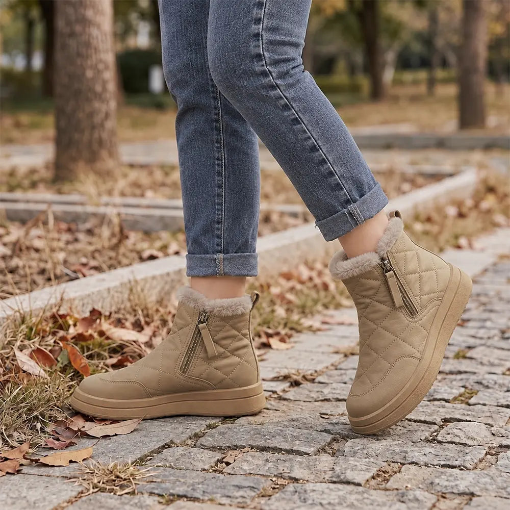 🔥50% SLEVA 👢【35–41】Zimní krátké sněhule, voděodolné, zateplené, protiskluzová silná podrážka, stylové chlebové boty, novinka 2026
