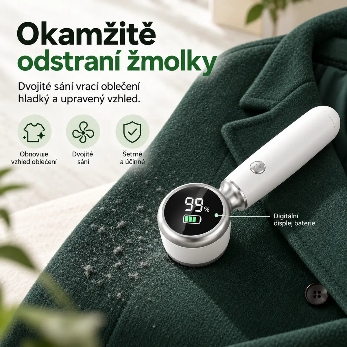 🔥50% SLEVA｜Odstraňovač žmolků s digitálním displejem, dobíjecí, domácí, odstraňuje žmolky a chloupky z oblečení