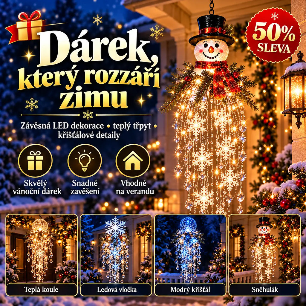 ✨🎅50% SLEVA | Křišťálové sněhové vločky závěsná LED vánoční světla, kouzelné osvětlení na verandu