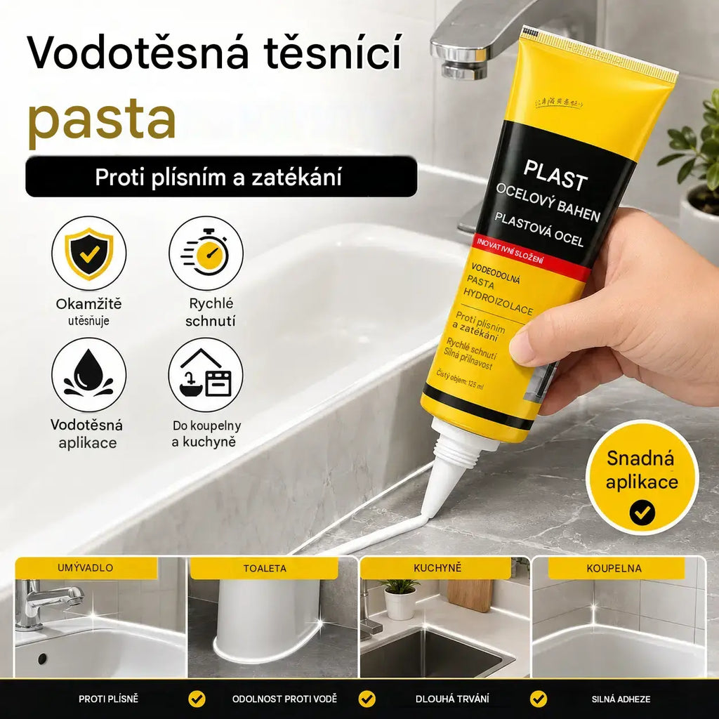 🔥50% SLEVA | Plastový ocelový tmel, voděodolný a proti plísni, spárovací tmel, těsnicí lepidlo do koupelny, WC a umyvadla