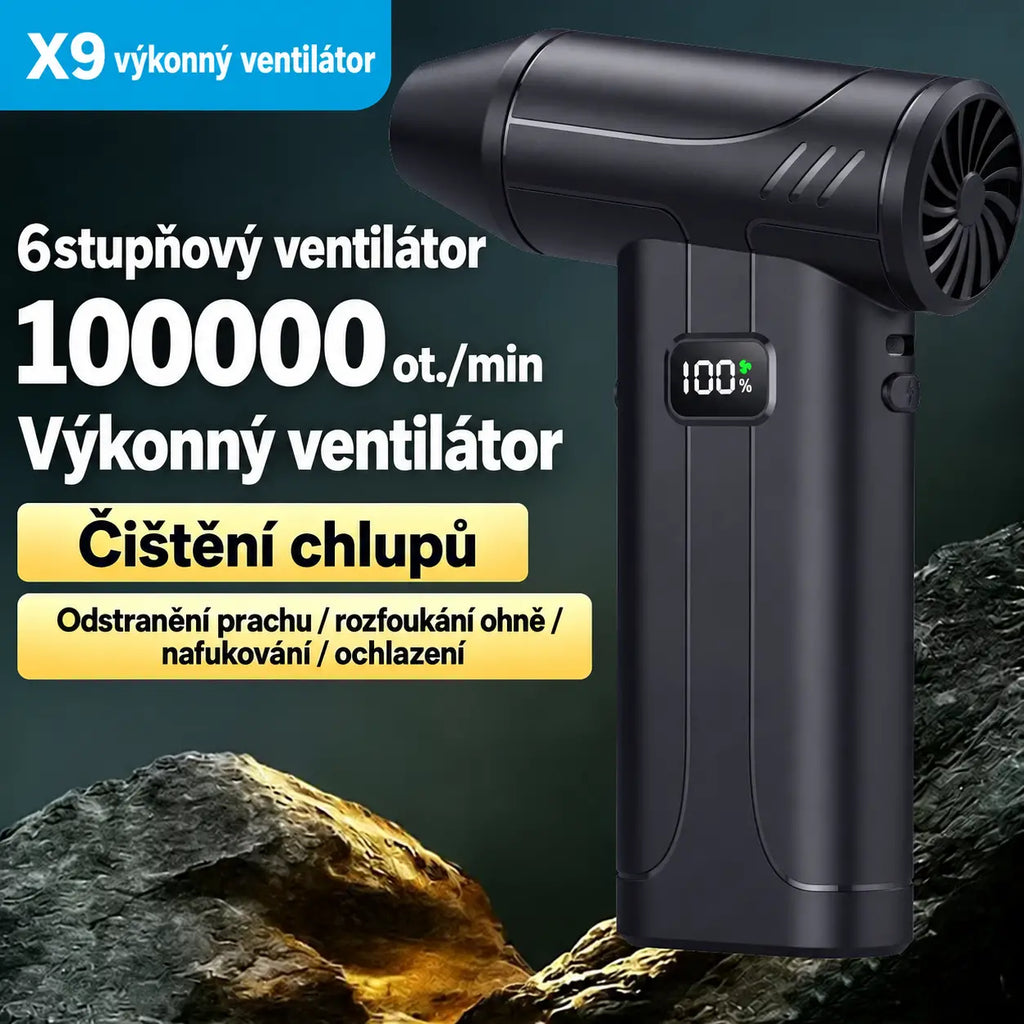 50% SLEVA🔥🌪️Výkonný ruční vysokorychlostní ventilátor X9, turbomotor, 6 rychlostí, LED svítilna, přenosný na kempování, čištění prachu a odstraňování sněhu