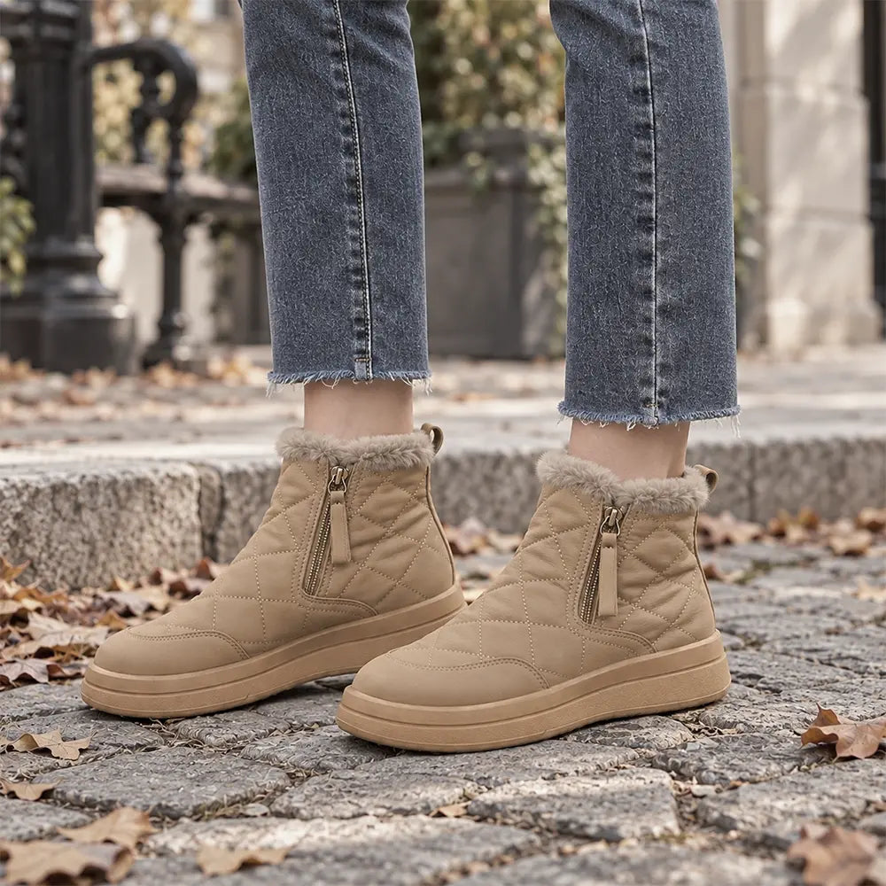 🔥50% SLEVA 👢【35–41】Zimní krátké sněhule, voděodolné, zateplené, protiskluzová silná podrážka, stylové chlebové boty, novinka 2026