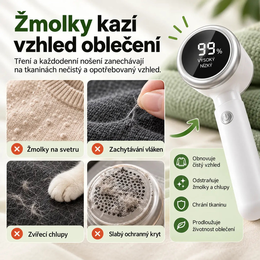 🔥50% SLEVA｜Odstraňovač žmolků s digitálním displejem, dobíjecí, domácí, odstraňuje žmolky a chloupky z oblečení