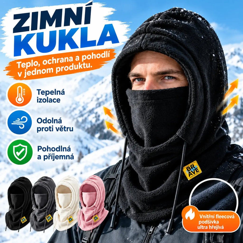❄️50% SLEVA! 4v1 zateplená fleecová kukla, čepice + rouška + šála + chrániče uší v jednom, větruodolná, univerzální velikost, vhodná pod helmu, na lyžování, motorku a outdoor