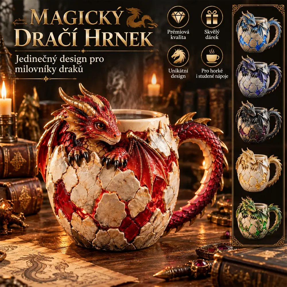 🔥50% SLEVA 🐉 Magický dračí hrnek, sběratelská série, unikátní design draka ve vejci, vhodný na horké i studené nápoje, originální dárek