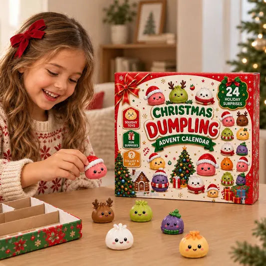 🎄🥰 50% SLEVA | Adventní kalendář 24 dní, squishy knedlíčky, vánoční slepý box, antistresová hračka, dárek k Vánocům