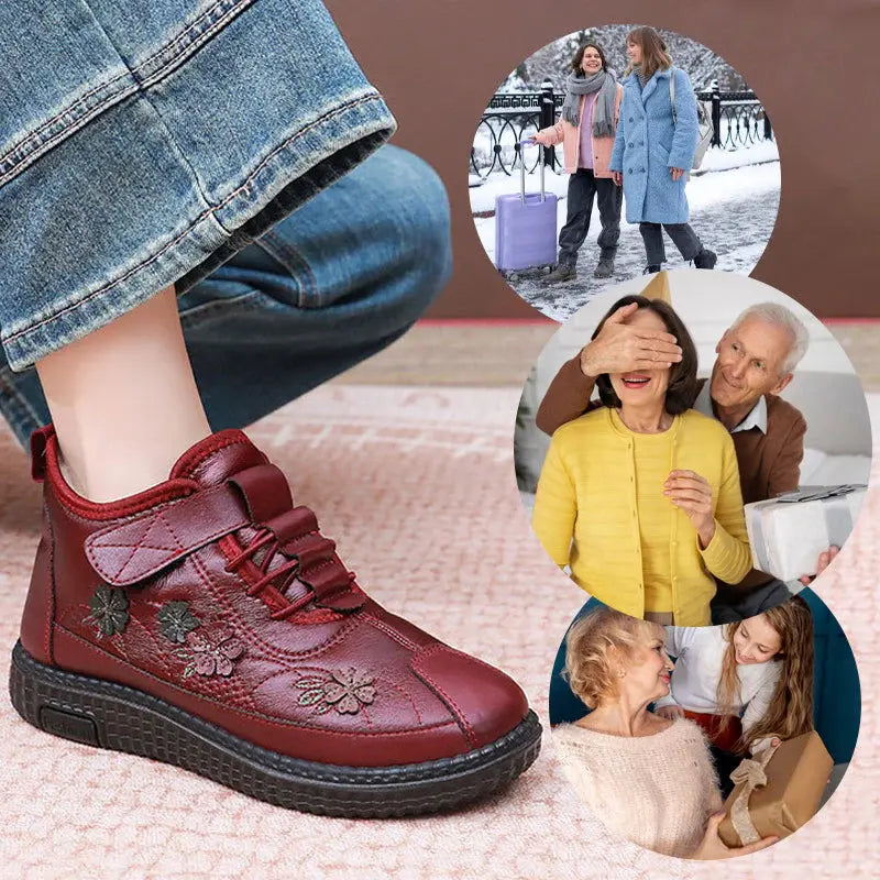 💖🌟50% SLEVA! ❄️⛄【35-42】Dámské zimní boty s výšivkou, zateplené vlněnou podšívkou, voděodolné, protiskluzová měkká podrážka, pohodlné boty pro seniory