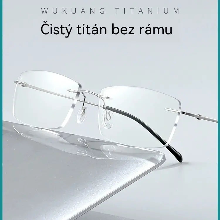 50% SLEVA🔥Ultralehké bezrámové titanové brýle proti modrému světlu, unisex, čtvercový tvar, presbyopické brýle pro seniory
