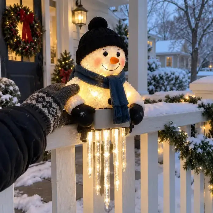 🔥50% SLEVA ☃️ Světelná vánoční dekorace Sněhulák s rampouchy, LED osvětlení, zahradní a domácí vánoční ozdoba