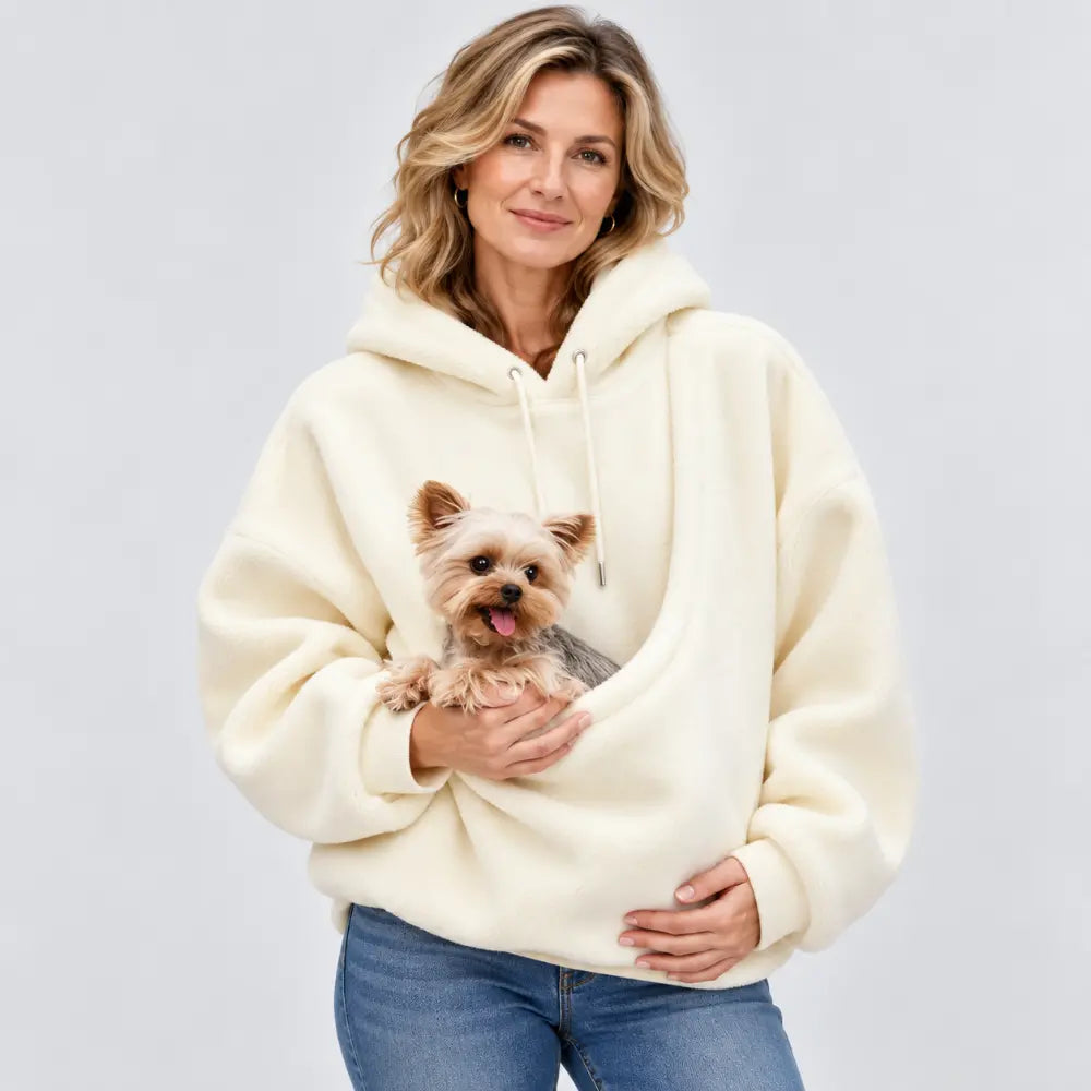 50% SLEVA 🐶 Mikina s kapucí pro mazlíčka, podzimní a zimní, jednobarevná, měkká fleecová, volný střih, přetahovací, pro kočky a psy