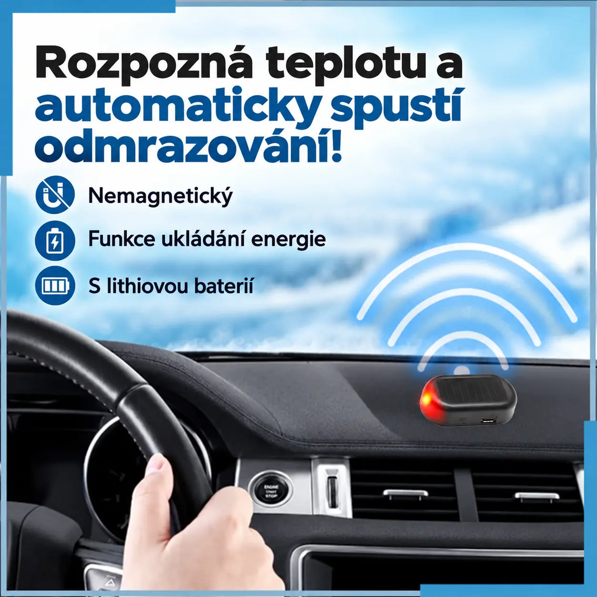 50% SLEVA🔥Automatický odmrazovací přístroj na auto, detekce teploty, odstraňuje led a sníh z čelního skla, bezkontaktní odmrazování na zimu