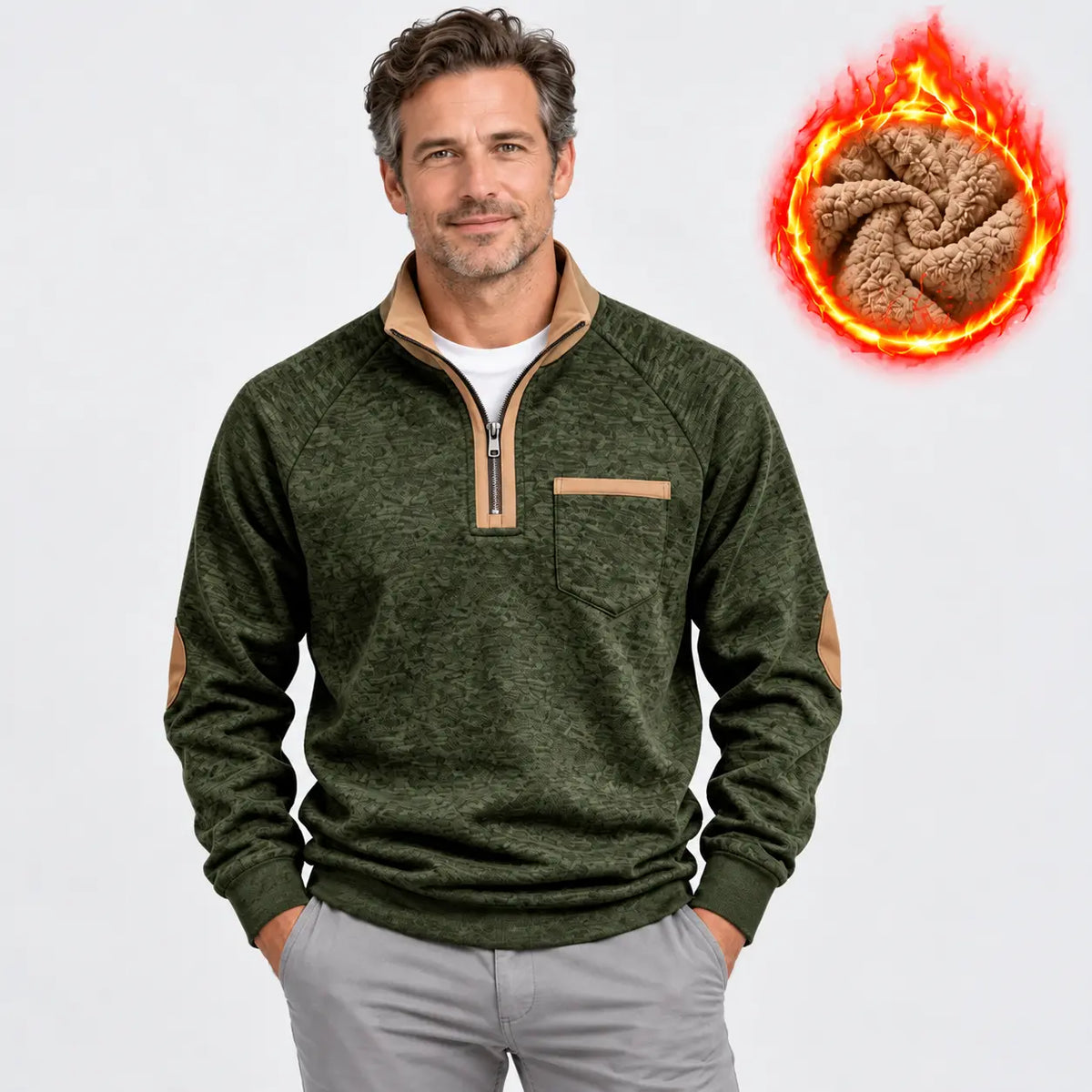 🔥50% SLEVA |【S–3XL】Pánská zateplená mikina s polovičním zipem, retro kontrastní barvy, stojákový límec, sportovní volnočasová mikina