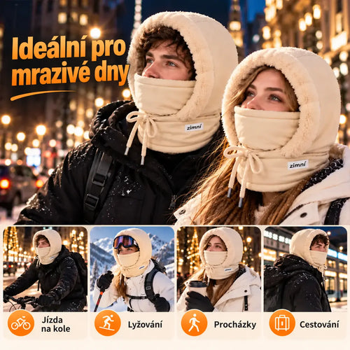 50% SLEVA 🔥3v1 Zimní kapuce s flísovou podšívkou, unisex teplá outdoorová čiapka, chrání hlavu, obličej a krk, lyžování, jízda na kole